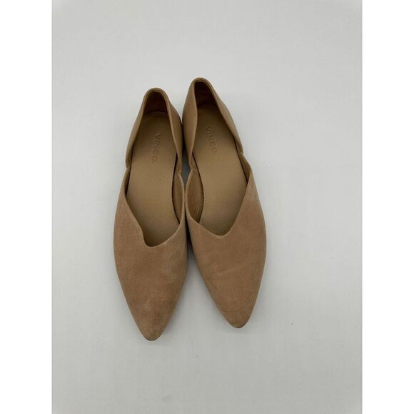 Vince Cornelia Flats Suede & Leather Flats Pointy Toe Sz 8 Cappuccino Beige - Picture 3 of 8